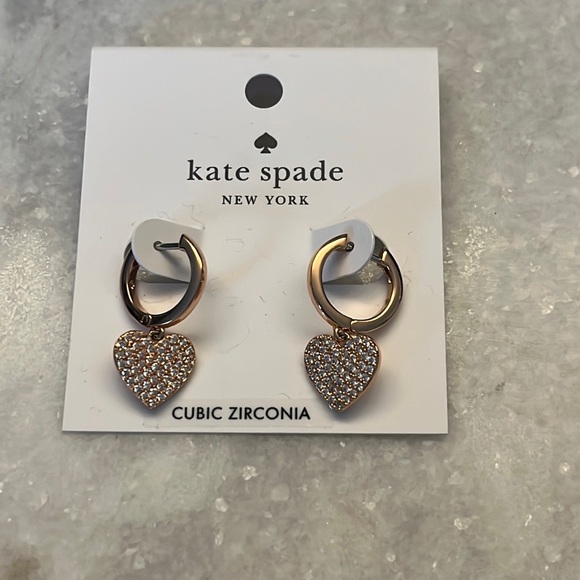 Kate Spade • Yours Truly Pave Heart Drop Earrings - Picture 1 of 3